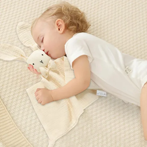 Miniatura 2 de LAWKUL Manta de seguridad para bebé, muselina de algodón orgánico, suave, transpirable, para bebés, niños y niñas, unisex, conejo, color blanco