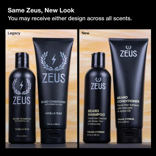 Miniatura 2 de ZEUS Set de lavado de barba para hombres, champú y acondicionador con té verde, manzanilla y aceites esenciales para hidratar, suavizar y fortalecer