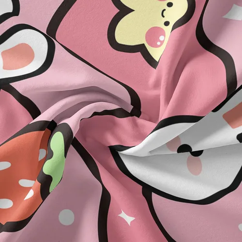 Miniatura 7 de QOOMO Sábanas Kawaii de Conejo para Niños Tamaño Twin, Juego de Sábanas de Cama Kawaii Bunny con Bolsillo Profundo de 16", Juego de Sábanas