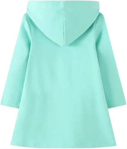 Miniatura 2 de HILEELANG Vestido con capucha para niñas, de forro polar, manga larga, de algodón, casual, con capucha, bolsillo canguro, para invierno, de 2 a 12