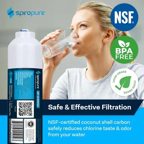Miniatura 2 de SpiroPure Filtro en línea NSF Coconut Shell Filtro de agua de carbono granular con conexión rápida de 1/4", 2" x 10" (paquete de 1)