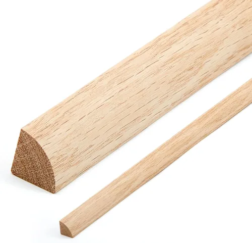 Miniatura 8 de DoubleFill Paquete de 2 Molduras de Cuarto Redondo de Roble Rojo 47'' × 1/2" × 1/2" Madera Dura Maciza Sin Acabar para Pisos, Zócalos, Gabinetes