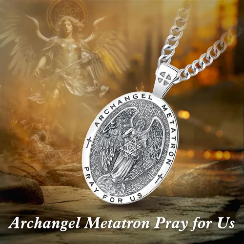 Miniatura 90 de EUDORA Collar de plata de ley 925, San Cristóbal y San Benito, San Miguel, Virgen María, San Judas Tadeo, Cruz de Buen Pastor y Arcángel, Medalla