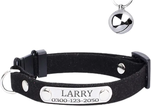 Collares de gato antiestrangulación personalizados con campana, de liberación rápida, grabado personalizado, con etiqueta de nombre, ajustable,