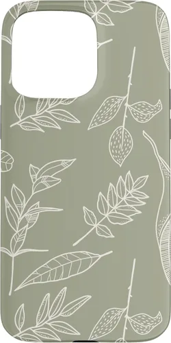 Miniatura 30 de Funda verde salvia para iPhone 13 Pro Max con diseño de hojas botánicas