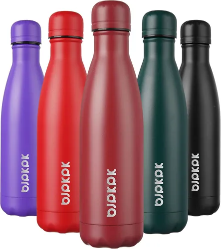 Miniatura 98 de BJPKPK Botellas de agua de acero inoxidable con aislamiento de 17 onzas, mantiene el frío y el calor, brillante oro rosa Oro rosa brillante