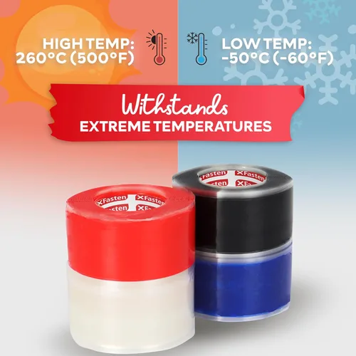 Miniatura 8 de XFasten - Cinta de silicona autofusible de 1 pulgada x 10 pies, de fontanería, cinta impermeable de sellado de fugas, goma gruesa para tuberías