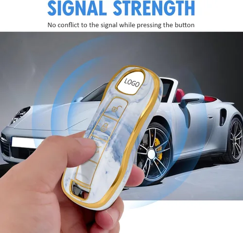 Miniatura 3 de Funda para llavero Porsche, funda de TPU suave premium compatible con Porsche 911 Cayenne Panamera Macan (patrón celadón)