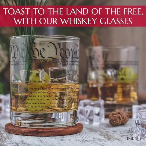 Miniatura 5 de Greenline Goods Vasos de whisky – Constitución de Estados Unidos We The People (juego de 2) vasos de 10 onzas – Juego de regalo patriótico