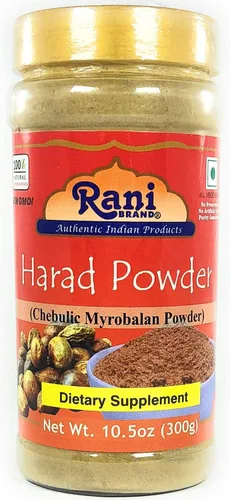 Rani Harad en polvo (mirobalano chebulico) 10.5 oz (300 g) ~ Todo natural | Vegano | Sin OMG | Origen indio