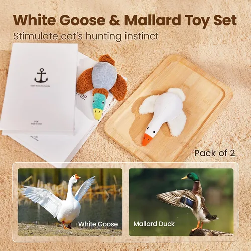 Miniatura 6 de Potaroma Juguetes para gatos con pájaros, paquete de 2 juguetes de nébeda suaves y duraderos, juguetes con sonido crujiente para ejercicio