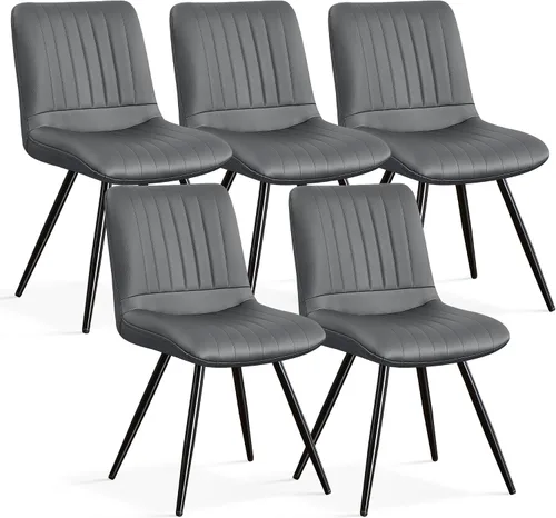 Miniatura 16 de Sillas de comedor, modernas sillas de comedor con cojines gruesos, sillas tapizadas de piel sintética para cocina, comedor con patas de metal