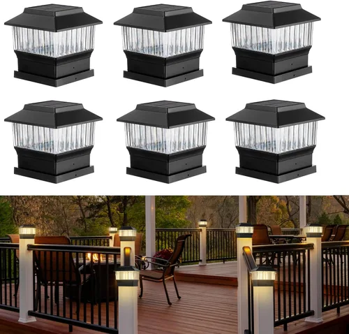 Miniatura 15 de Luces para postes de valla, 25 lúmenes, luz solar para postes de madera, se adapta a postes de madera de 4 x 4 o más grandes con base de 4 x 6, luz