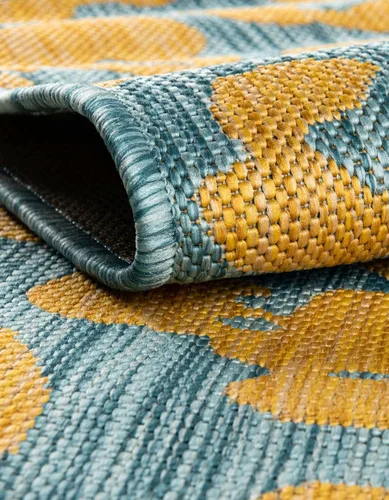 Miniatura 6 de Unique Loom Outdoor Safari Collection - Alfombra de área Leopard (4' 1" redonda, azul amarillo/azul)