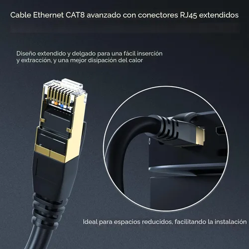 Miniatura 4 de DbillionDa - Cable Ethernet de categoría 8 (Cat8), para interiores y exteriores, 6 pies, resistente, de alta velocidad, 26 AWG, 2000 Mhz