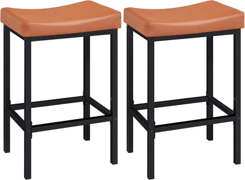 Miniatura 19 de HOOBRO Taburetes de bar, juego de 2 sillas de bar, taburetes de altura de mostrador, taburetes de sillín con superficie curva, 24.8 pulgadas