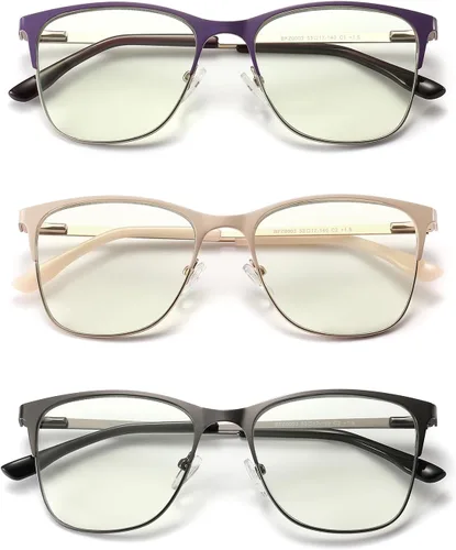 Miniatura 2 de Gafas de Lectura de Metal con Bloqueo de Luz Azul, Lentes Grandes para Mujeres con Cara Grande/Cabezal Grande