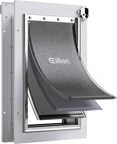 Miniatura 9 de Puerta grande para perro para puerta exterior, puerta de perro para puerta, puerta de perro con marco de aluminio, 3 solapas, panel de cierre