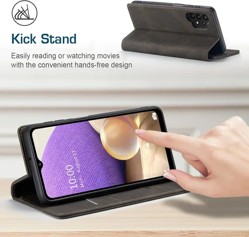 Miniatura 5 de japezop Funda tipo cartera para Samsung Galaxy A32 5G/M32 5G con bloqueo RFID, tarjetero y función atril magnético, de piel, con tapa para Samsung