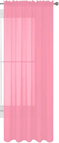 1 cortina de gasa transparente con bolsillo para barra, color rosa claro, 1 unidad en variedad de colores (54 x 45 pulgadas, color rosa claro)