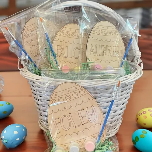 Magic Lunar Kit de pintura de huevos de Pascua personalizado con nombre del niño, pinturas de pincel de huevo de madera, decoración de Pascua con