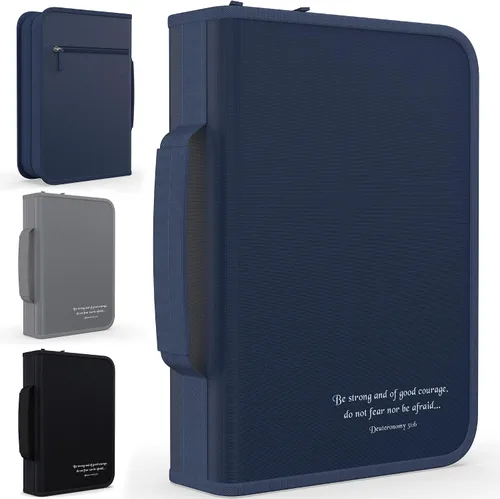Miniatura 41 de DEHITE Funda para la Biblia para mujer, bolsas de transporte de la Biblia, tamaños medianos y grandes, ranuras para bolígrafos, tela de primera