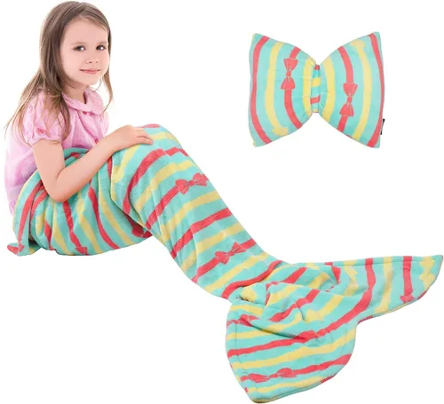 Miniatura 22 de Manta de cola de sirena para niños de Catalonia, manta súper suave de franela para dormir, manta acogedora para niñas, diseño de arco iris, regalo