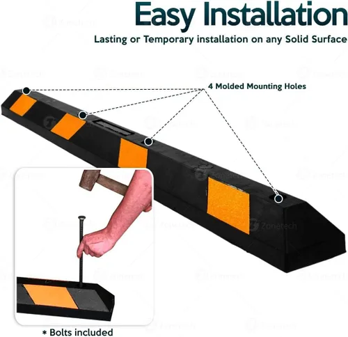 Miniatura 3 de ZONETECH Tope de Estacionamiento de Goma Grande y Resistente – 72" Tope de Rueda para Garaje Automotriz de Calidad Premium Grado Profesional