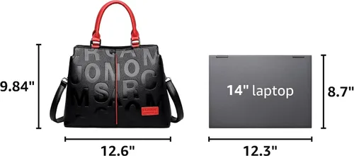Miniatura 2 de Moda de cuero negro con bolsos rojos medianos para mujer bolso de hombro de lujo Tote Top Handle Satchel Monederos para damas