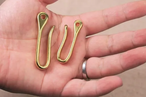 Miniatura 8 de 1 juego de latón macizo en U Key Loop Gancho de cinturón para llaves de coche llavero H23-BFBC