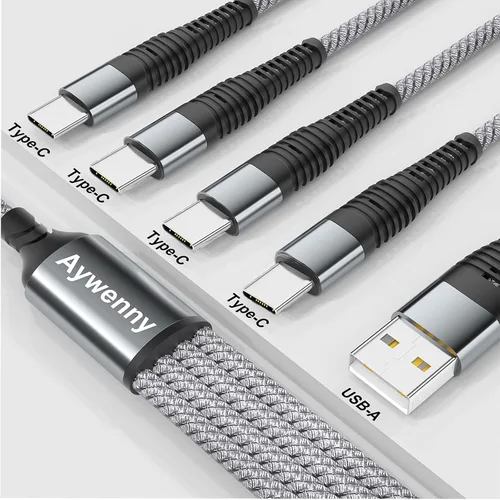 Miniatura 8 de Cable divisor USB tipo C QC3.0 de carga rápida 4 en 1, multiUSB C, cable de sincronización USB tipo C con 4 conectores USB C, para iPhone 15 Pro