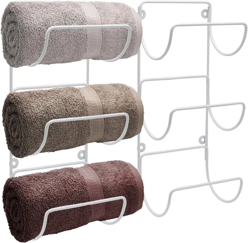 Miniatura 10 de Sorbus Toallero para pared de baño, 6 niveles para colgar toallas de baño, toallas de baño, ropa de cama, estantes negros para baño, spa, salón