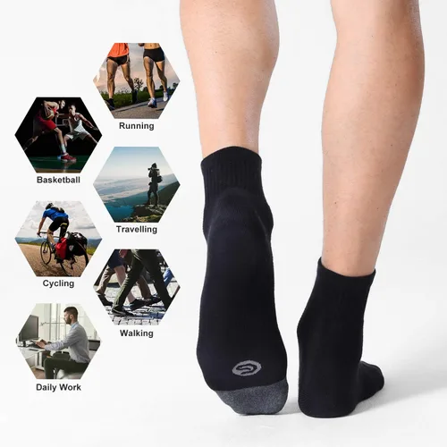 Miniatura 6 de CS CELERSPORT Paquete de 6 calcetines de tobillo para hombre con cojín atlético para correr