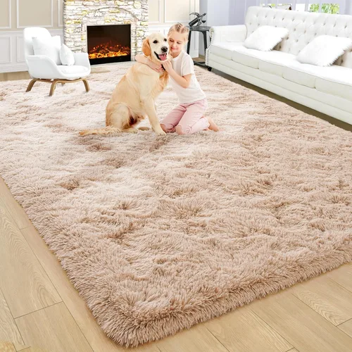 Miniatura 14 de Noahas - Alfombra suave y afelpada para habitación de niña y sala de estar, colorida, decoración para guardería, teñido anudado arcoíris, azul