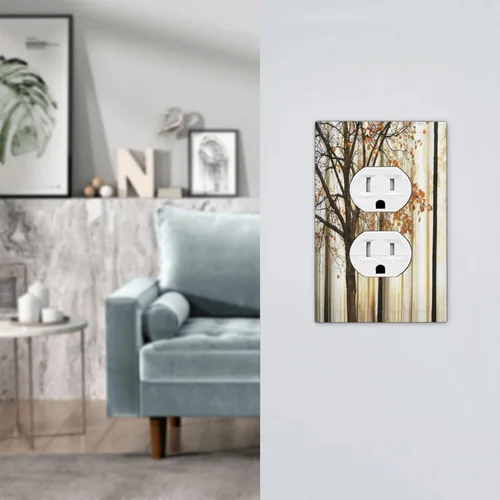 Miniatura 7 de Cubiertas de Placa de Pared Dúplex Individual Bosque Otoñal Hojas de Arce, Cubierta de Interruptor de Luz 1 Gang, Placa de Salida Decorativa