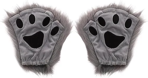 Miniatura 21 de Guantes de garra para disfraz de Halloween, medio dedo, lobo, oso, gato, guantes, guantes de piel sintética para mascarada, cosplay, utilería de mano