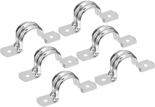 uxcell 18 correas rígidas de tubo, 1 pulgada de acero inoxidable con 2 agujeros en forma de U, abrazaderas de tubo para fijar cable de tubería