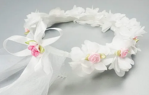 Miniatura 6 de Corona de flores con velo para niñas, ideal para eventos como bodas