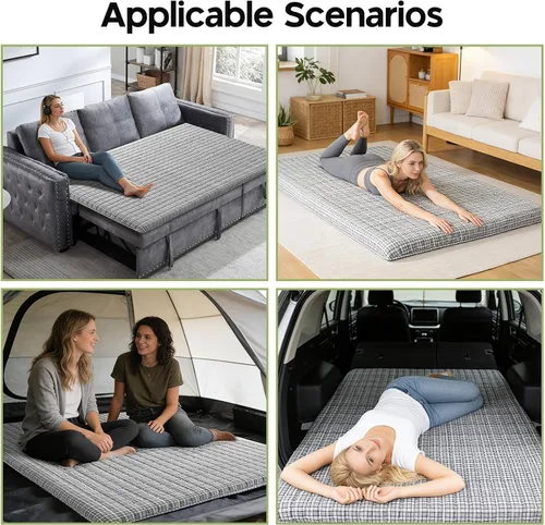Miniatura 8 de Colchón de futón japonés tamaño Queen – Colchón de espuma de alta densidad de 3.2 pulgadas de grosor – Cama plegable portátil enrollable
