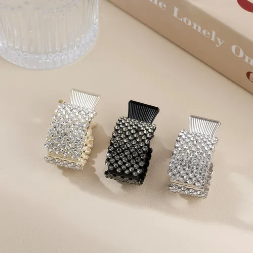 Miniatura 4 de FRDTLUTHW Pinzas pequeñas de 1.77 pulgadas para cola de caballo alta, pinzas de pelo de tiburón con diamantes de imitación para mujeres, cabello