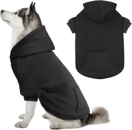 Miniatura 12 de Suéteres para perros grandes, suéter con capucha para perro de vellón cepillado suave sólido, ropa para mascotas, sudadera con capucha para mascotas