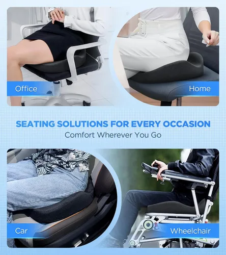 Miniatura 7 de Cojín de asiento más grueso para silla de escritorio, coche, oficina, cojín de alivio de presión de gel refrescante en forma de U con diseño hueco