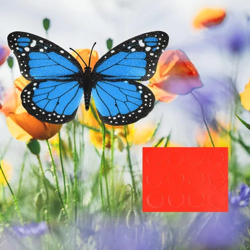 Miniatura 7 de AQUEENLY Decoración de mariposa monarca de 4.72 pulgadas, mariposas azules para manualidades, mariposas falsas de alta calidad, decoración de pared