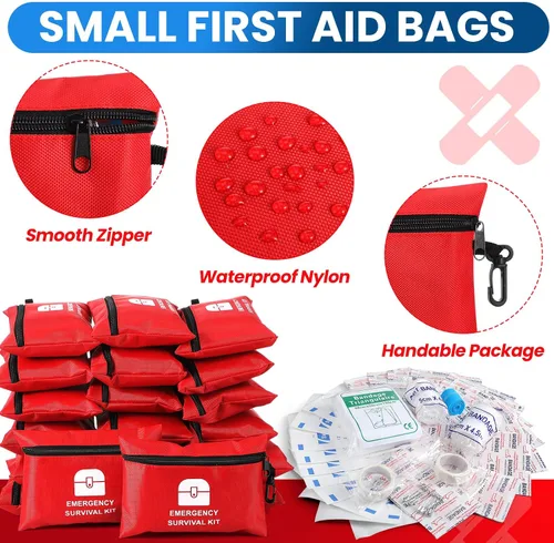 Miniatura 3 de Geiserailie 20 bolsas pequeñas de primeros auxilios a granel, tamaño mini de viaje, bolsa de emergencia individual con cremallera, suministros