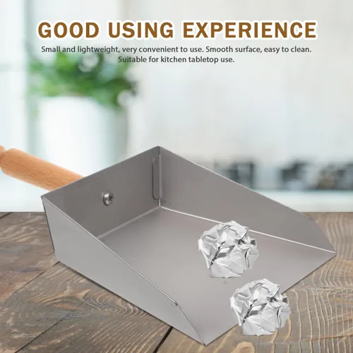 Miniatura 3 de Healeved Mini recogedor de acero inoxidable pequeño de metal para escritorio de cocina, limpieza de mesa de 8.66 x 5.51 x 1.57 pulgadas
