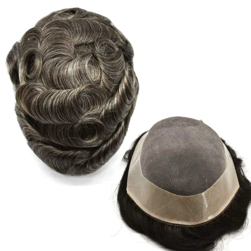 Miniatura 58 de LYRICAL HAIR Toupee - Sistema de cabello de repuesto para hombre, monofilamento fino, monofilamento, peluca de cabello humano de piel duradera