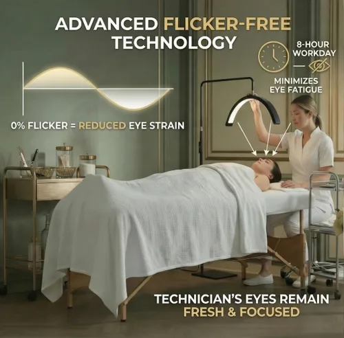 Miniatura 6 de Hi_friend Lámpara de media luna portátil de 23 pulgadas, luz de pestañas para esteticistas, lámpara LED de piso arqueada brillante para extensiones