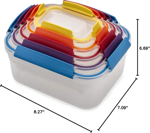 Miniatura 9 de Joseph Joseph Nest Lock Juego de recipientes de plástico para almacenar alimentos sin BPA, con tapas con cierre hermético a prueba de fugas, 10