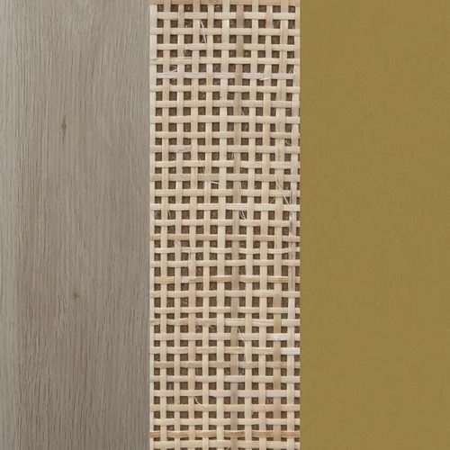 Miniatura 7 de Nathan James Jackson - Mesita de noche flotante de ratán montada en la pared con cajón de almacenamiento y estante abierto moderno, roble claro/ratán