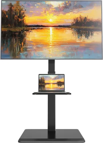 Miniatura 11 de Soporte de piso para TV de acero con toma de corriente para televisores de 32 a 75 pulgadas, hasta 110 libras, soporte de TV ajustable en altura